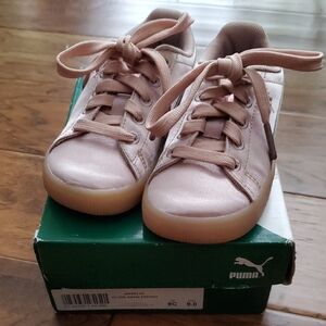 Puma Kids Clyde Satin Rose Gold Sneakers with Changeable Laces Size 9C